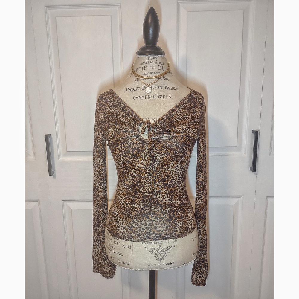 NWT Urban Outfitters| Silence + Noise Cheetah Print Runched Stretch Top| Small